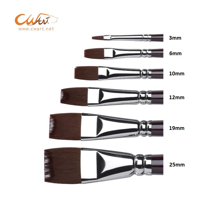 พู่กันสีอะคริลิค Winsor & Newton Galeria แบน ขนยาว(Flat) ด้ามสั้น