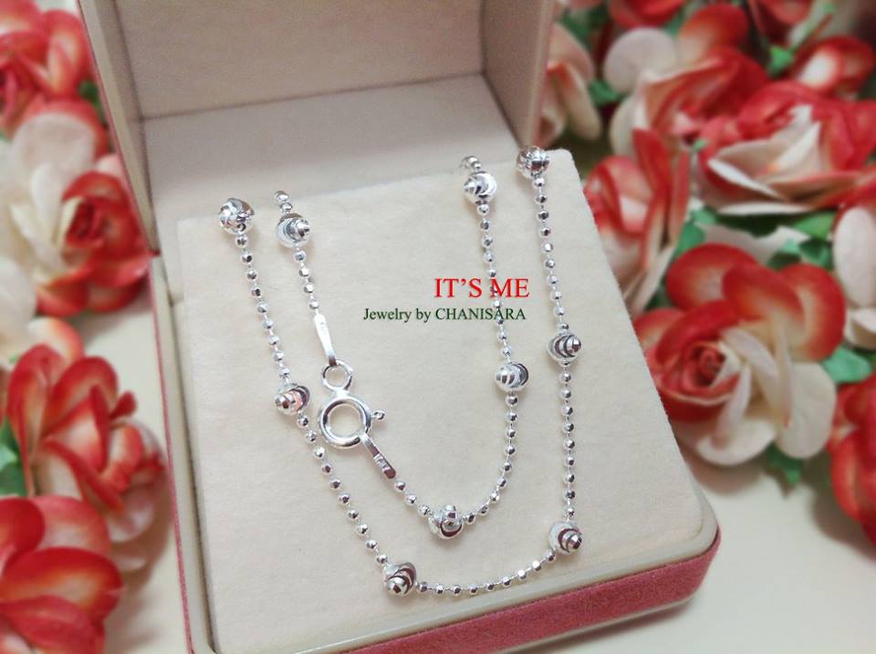 สร้อยเงินแท้92.5% บอลตัดลายสลับมูนคัท(งานอิตาลี)