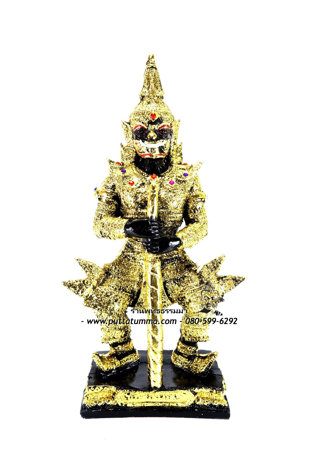 ท้าวเวสสุวรรณ สีดำปิดทอง เนื้อเรซิ่น ขนาด 5 นิ้ว สูง 12 นิ้ว