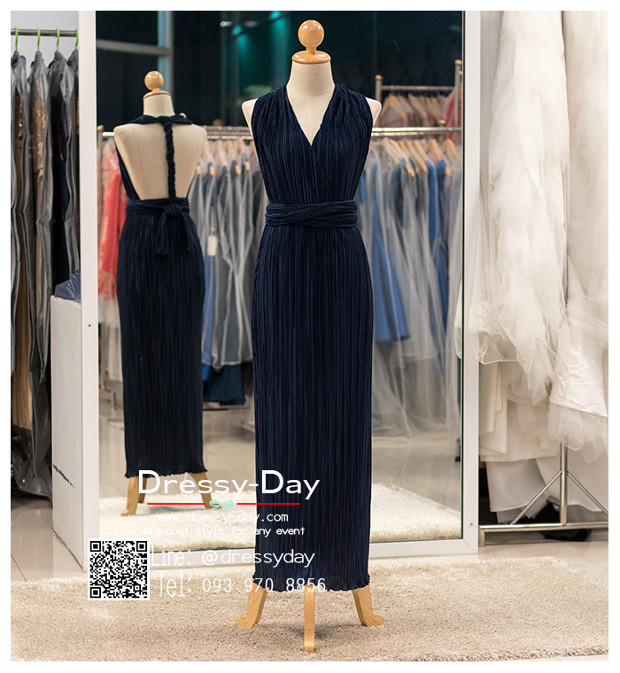 รหัส ชุดราตรียาว : PFL102 ชุดราตรียาว สีน้ำเงิน/สีเนวี่บลู NAVY BLUE แขนยาว คอวี สุดเซ็กซี่ เหมาะใส่ออกงานกลางคืน งานแต่งงาน งานกาล่าดินเนอร์ งานเลี้ยง งานพรอม งานรับกระบี่