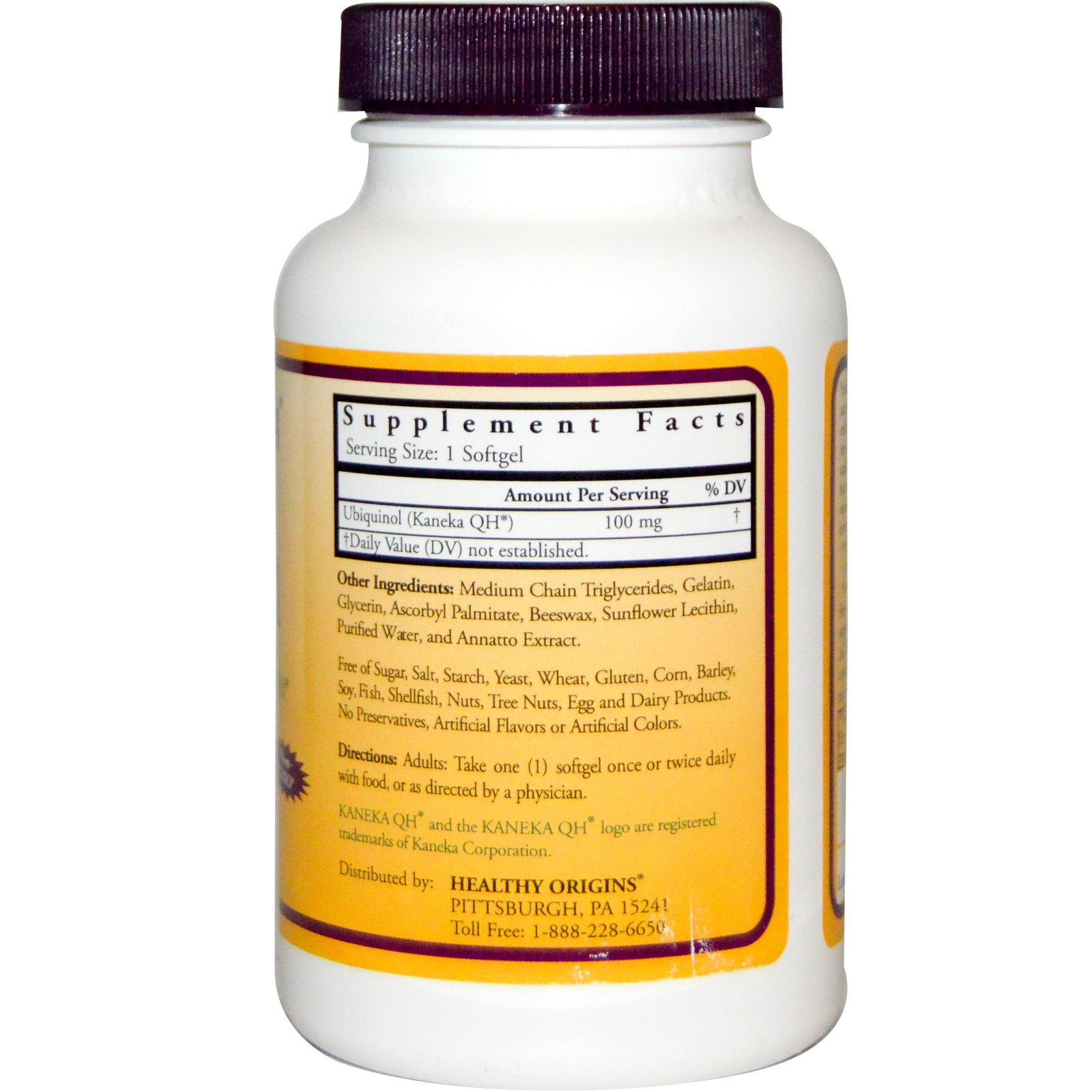 (Pre-order)Healthy Origins,Ubiquinol 100 mg 60 softgels(Kaneka QH)ดูดซึมได้ดีกว่า CoQ10 ทั่วไป ช่วยบำรุงหัวใจ และ ช่วยถนอมผิวพรรณให้ดูสดใสเปล่งปลั่ง ลดริ้วรอยก่อนวัย