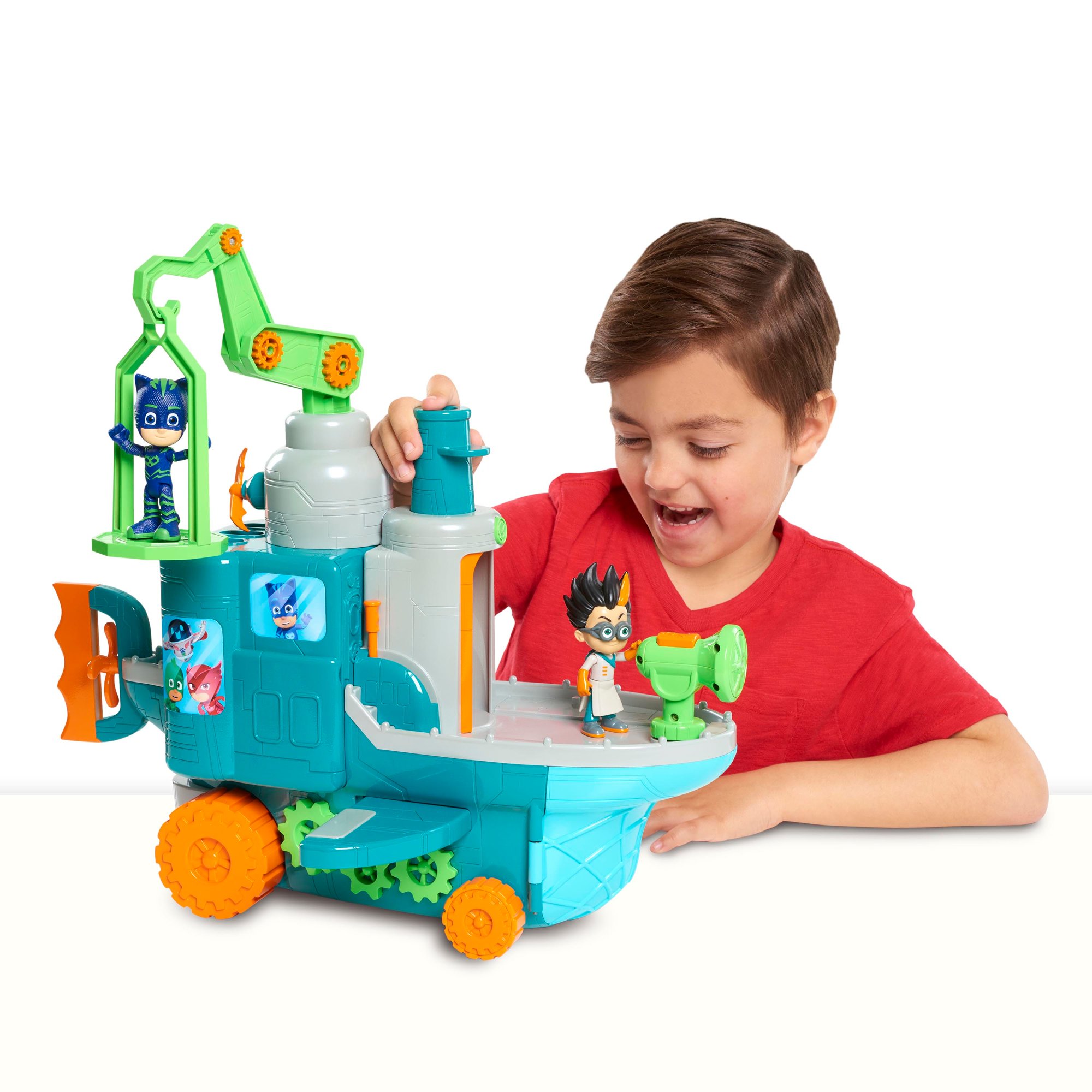 PJ Masks Romeo's Flying Factory Playset with Lights, Sounds, and Secret Compartment