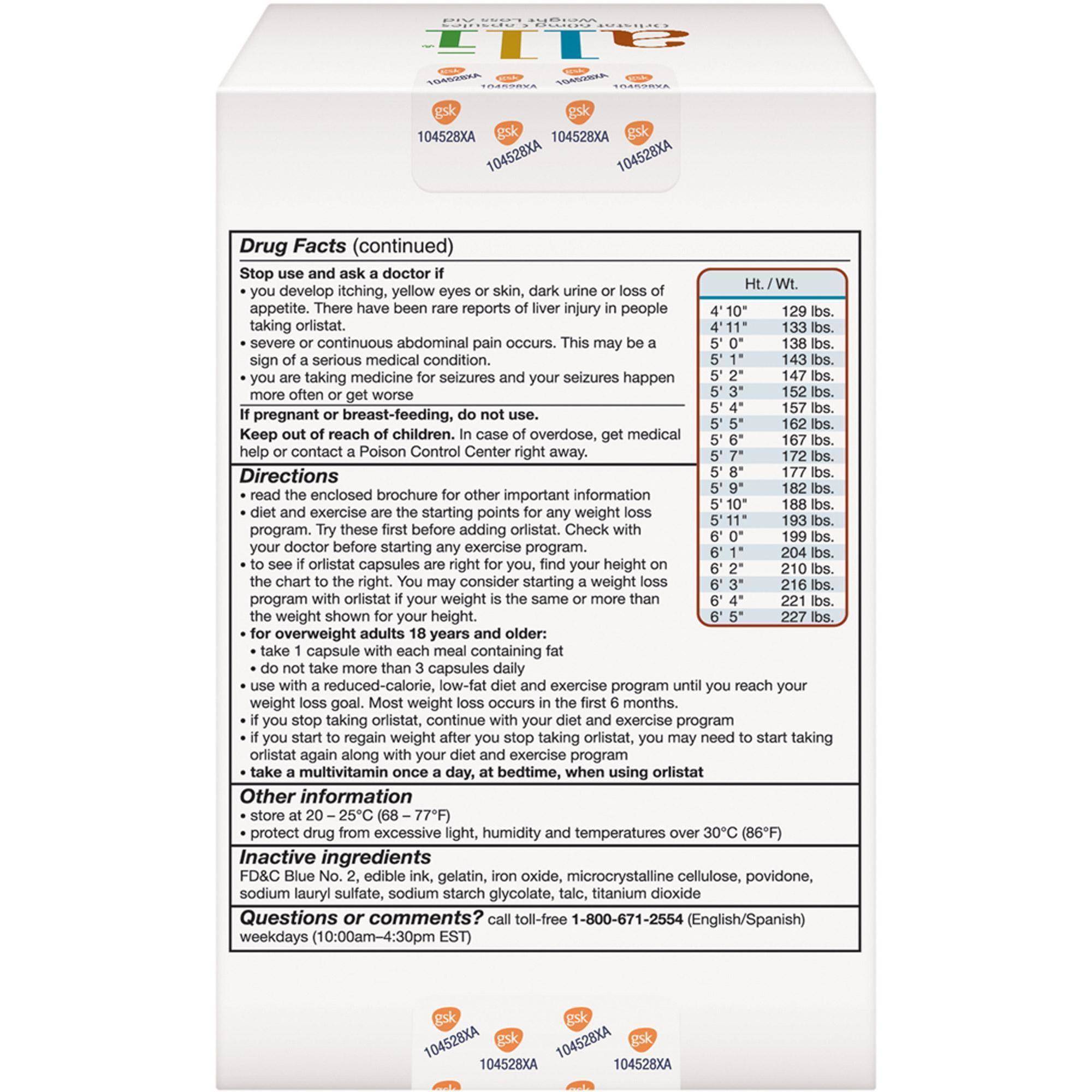alli® Weight Loss Aid, Orlistat 60mg Capsules,120 capsules(Refill Pack)ผลิตภัณฑ์ลดน้ำหนักที่ได้รับมาตรฐาน FDA จากอเมริกา