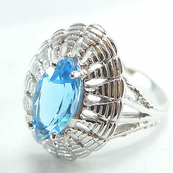 แหวนเงินแท้ราคาถูกชุบทองคำขาว สวิสบลูโทปาซแท้ 2.00 กะรัต งานประณีตสวยงาม สั่งผลิตค่ะ