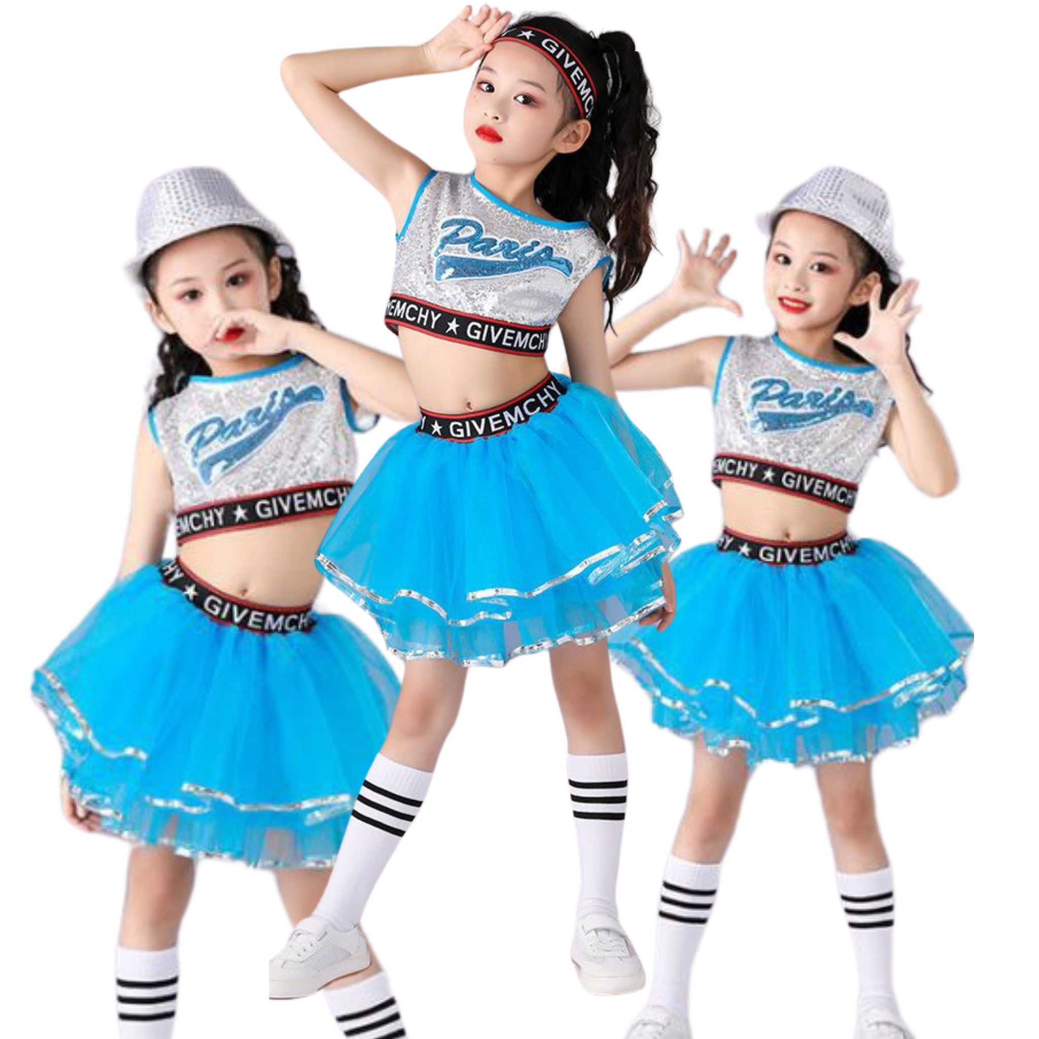 ชุดเต้น เชียร์หรีดเดอร์ เสื้อแขนกุด+กระโปรงพองฟู