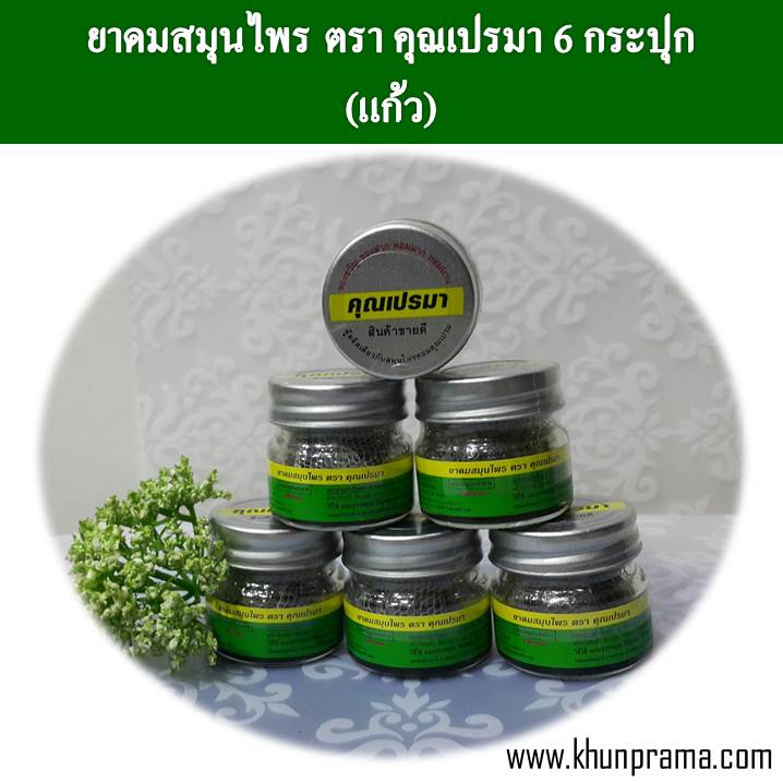 ยาดมสมุนไพร คุณเปรมา (กระปุกแก้ว) 8 กรัม / 6กระปุก
