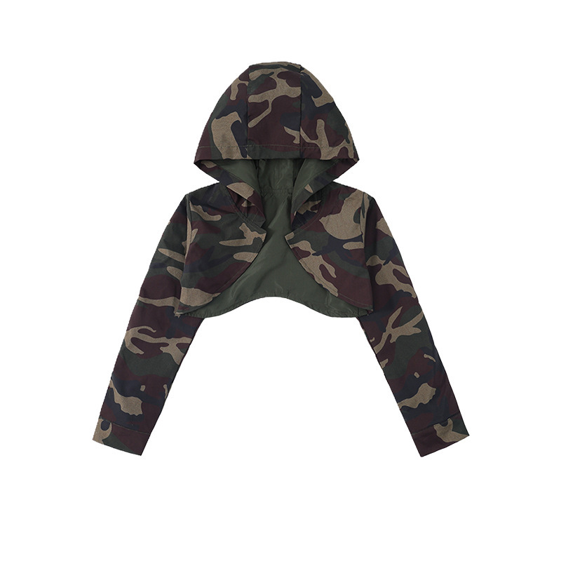 พร้อมส่ง ชุดเต้นเด็กผู้หญิง เซ็ต ลายพลาง