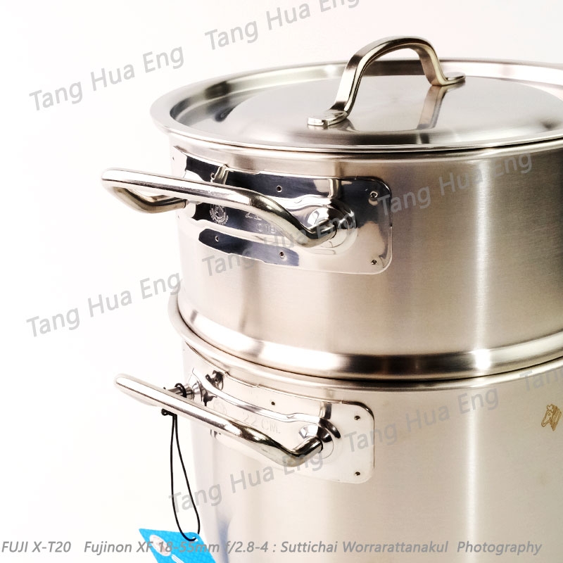 Zebra หม้อหุงต้มสเตนเลส Estio Pro 22 ซม. สูง + ชั้นนึ่ง ( รูเล็ก ) ตราหัวม้าลาย