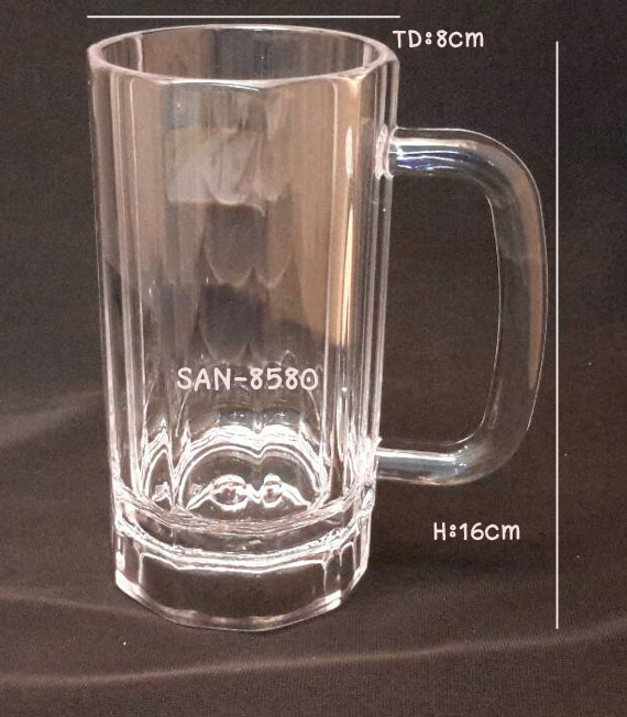 แก้วน้ำพลาสติกริมสระน้ำ ,แก้วเบียร์มีหูจับ Glass plastic poolsid,Beer Glass with handles.SAN-8580