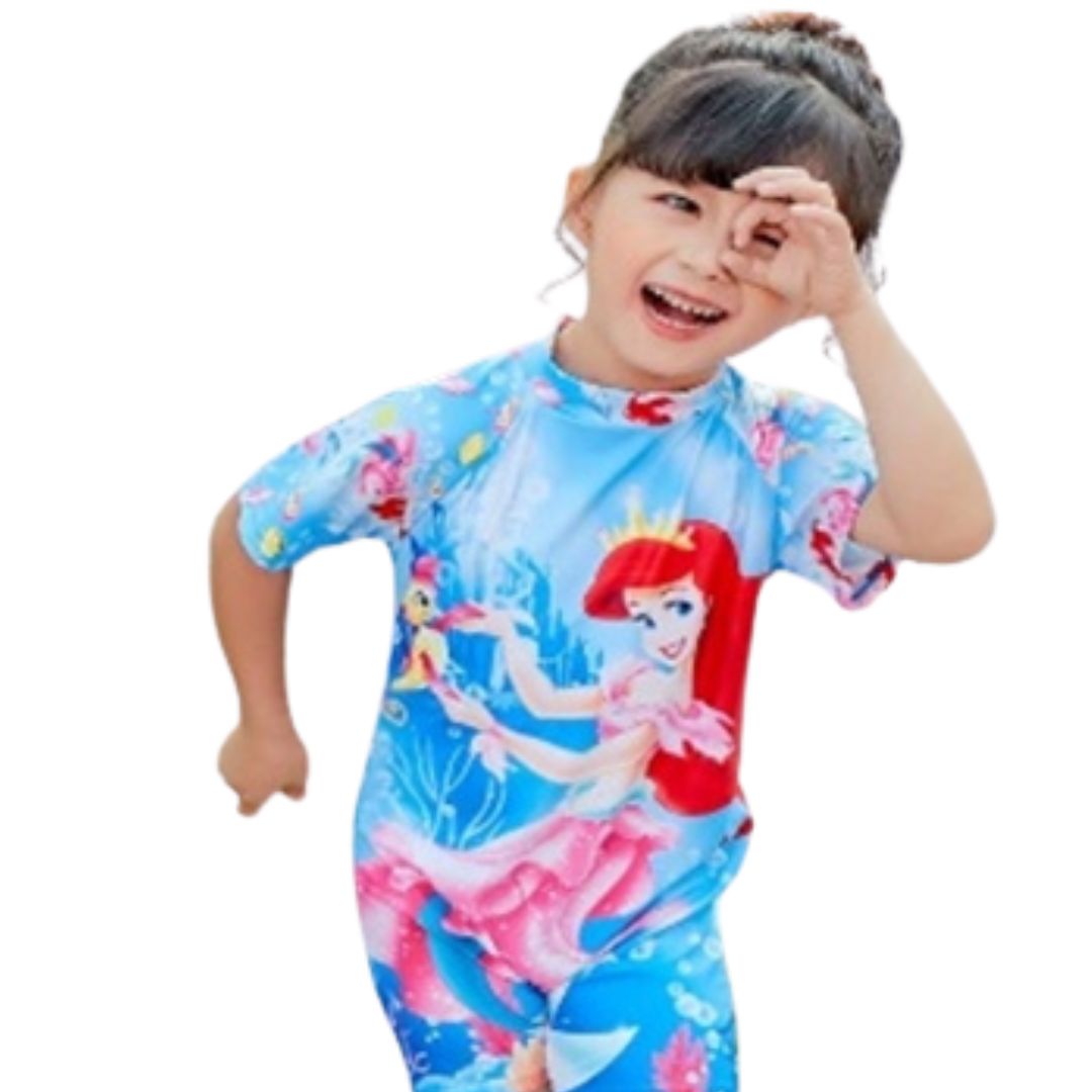 พร้อมส่ง ชุดว่ายน้ำ ชุดบอดี้สูท สไตล์เมอเมด สีชมพู