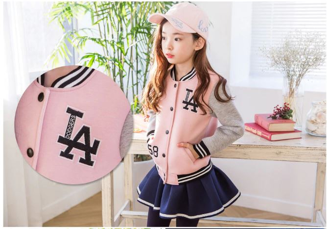 ชุดกันหนาว เซ็ตเสื้อแจ๊คเก็ต สีชมพู+เลกกิ้งกระโปรง