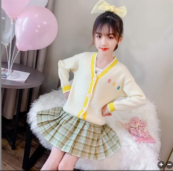 F-กันหนาว: เสื้อกันหนาวเด็ก ไหมพรม คาดิแกน สีพาสเทล