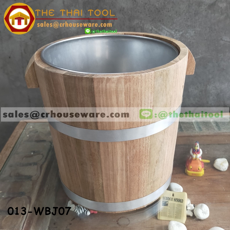 ถังไม้พร้อมถังใส่น้ำแข็งสเตนเลสด้านใน รหัสสินค้า 013-WBJ07