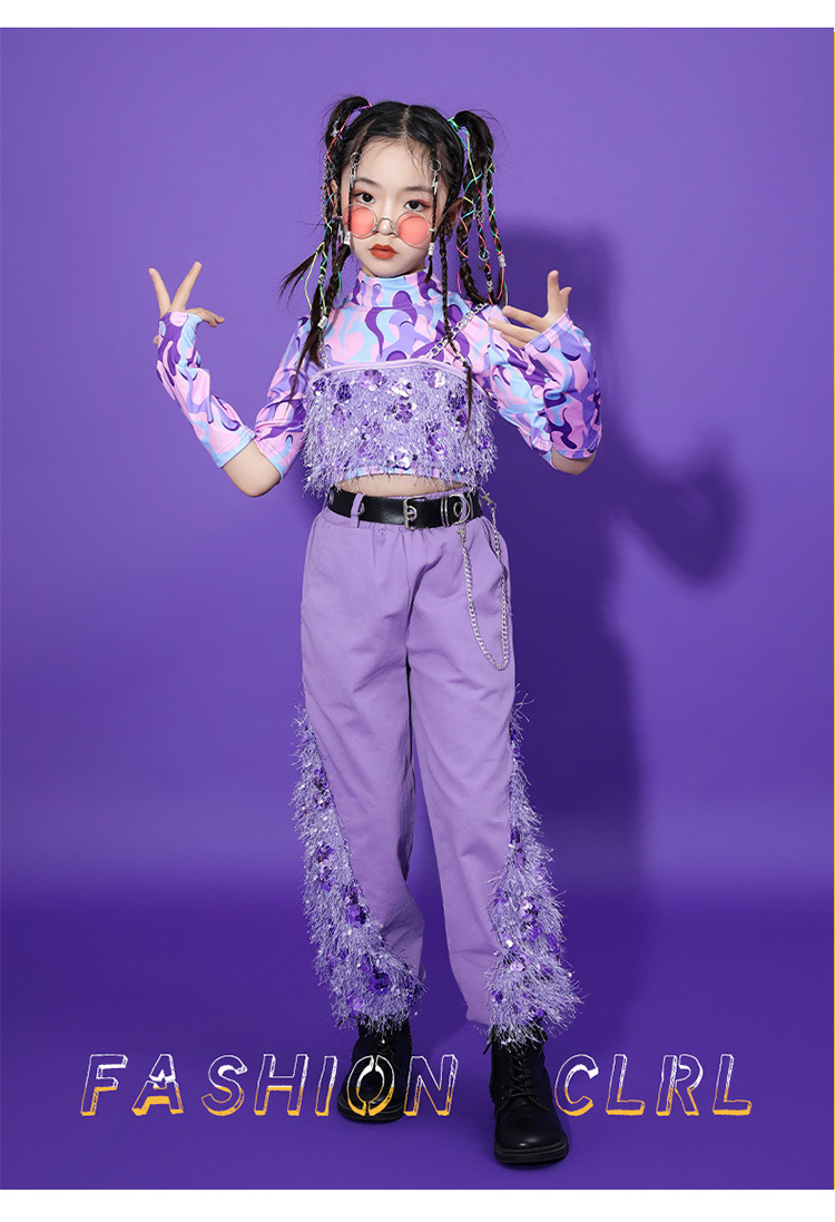 ชุดเต้น ชุดฮิปฮอป เซ็ตสีม่วง ทีมม่วง สินค้าพร้อมส่ง