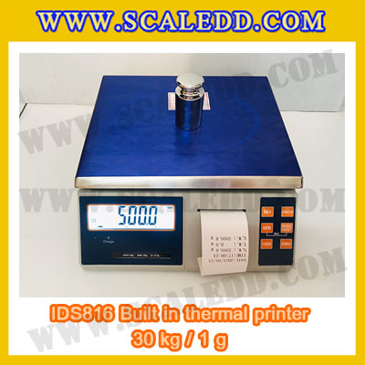 เครื่องชั่งดิจิตอล พิกัดน้ำหนัก 30kg Built-in thermal printer ยี่ห้อ SDS รุ่น IDS816 ค่าละเอียด 1g