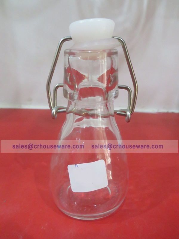 ขวดแก้วทรงกลม ฝาคลิปล็อค เนื้อใส ขนาด 100 มล. JJG-01505