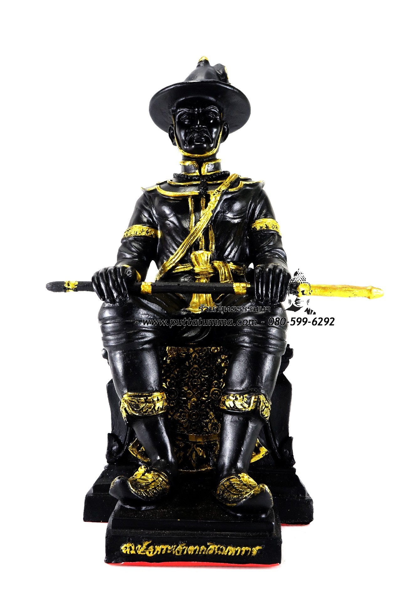 พระเจ้าตาก เนื้อเรซิ่น สีดำ ขนาด 9 นิ้ว สูง 15 นิ้ว
