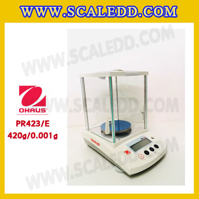 เครื่องชั่งดิจิตอล ทศนิยม3ตำแหน่ง รุ่น PR423/E เครื่องชั่ง420gx0.001g เครื่องชั่งดิจิตอล420g เครื่องชั่งละเอียดสูง420กรัม พิกัดน้ำหนัก 420g ความละเอียด 0.001g ยี่ห้อ OHAUS รุ่น PR423/E