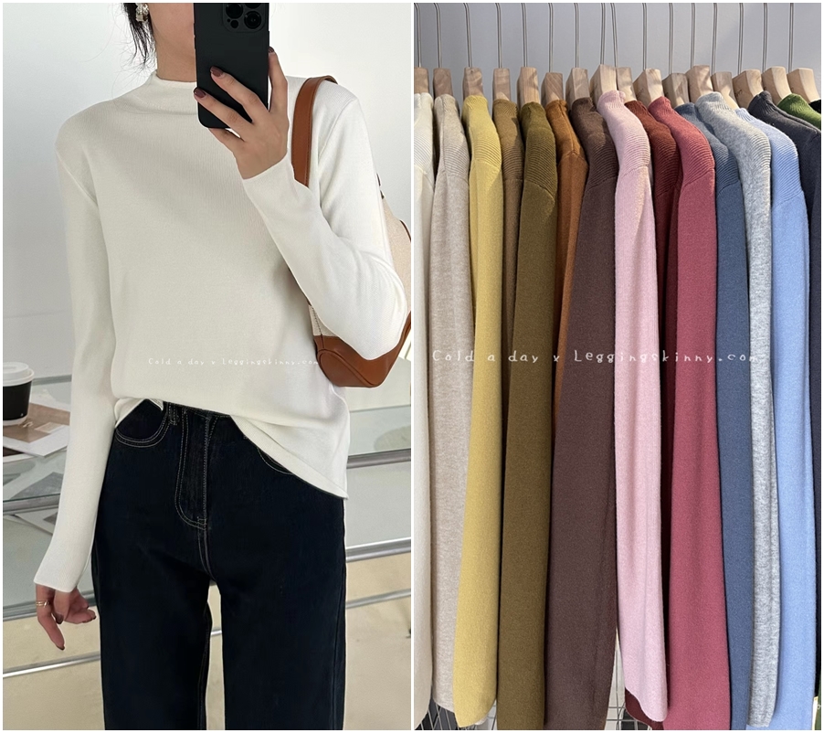 เสื้อไหมพรมญี่ปุ่นคอปีนถักแนวตั้ง มี 8 สี