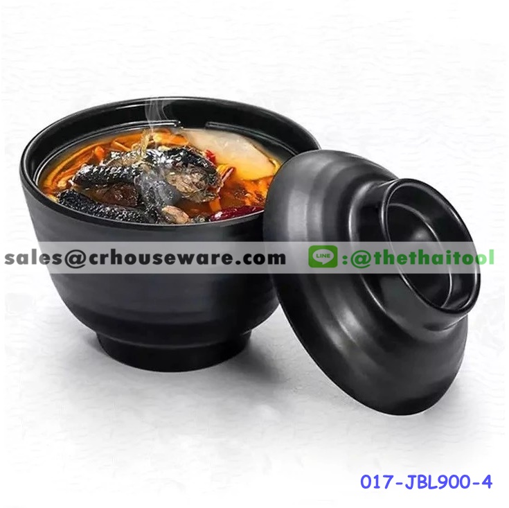 ถ้วยซุปมิโซะ ญี่ปุ่น มีฝาปิดมีลอน ดำด้าน ขนาด 4 นิ้ว 017-JBL900-4