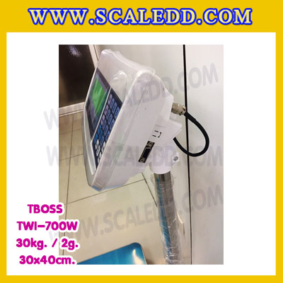 เครื่องชั่งน้ำหนัก30กิโลกรัม เครื่องชั่งน้ำหนัก30kg เครื่องชั่งดิจิตอล30kg เครื่องชั่งตั้งพื้น ตาชั่ง30kg ความละเอียด2g ขนาดแท่นชั่ง30*40cm ยี่ห้อ TBOSS รุ่น TWI-700W (เครื่องชั่งผ่านตรวจรับรองจากสำนักชั่งตวงวัด)