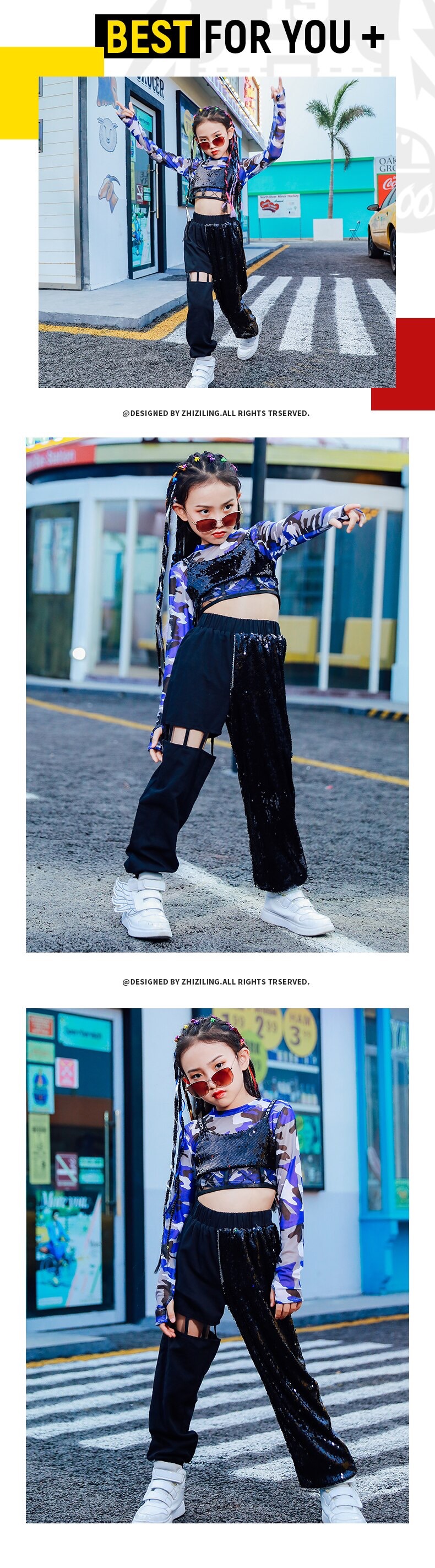 ชุดเต้น ชุดฮิปฮอป เสื้อแขนยาว + กางเกงขายาว สไตล์แบลคพิ้ง