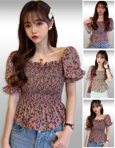 เสื้อครอปแฟชั่นแขนตุ๊กตาสวยหวาน มี3 สี รหัส2314