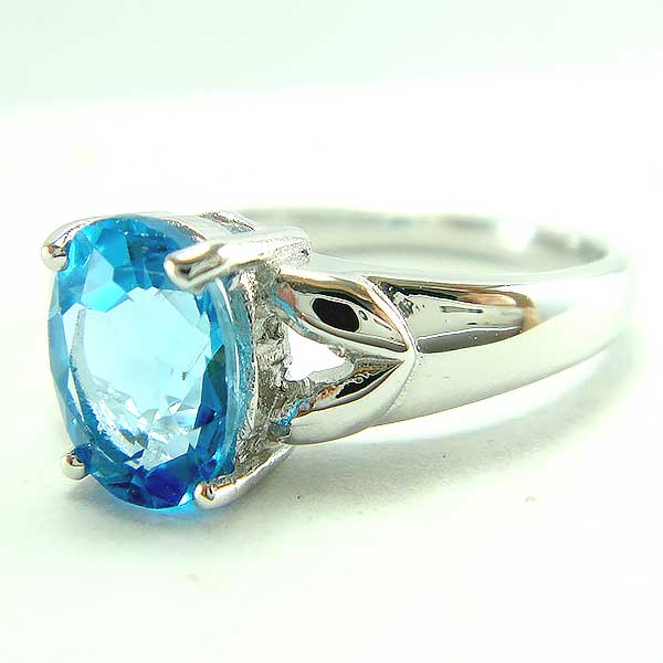 แหวนเงินแท้ราคาถูกชุบทองคำขาว สวิสบลูโทปาซแท้ 1.60 กะรัต งานประณีตสวยงาม สั่งผลิตค่ะ