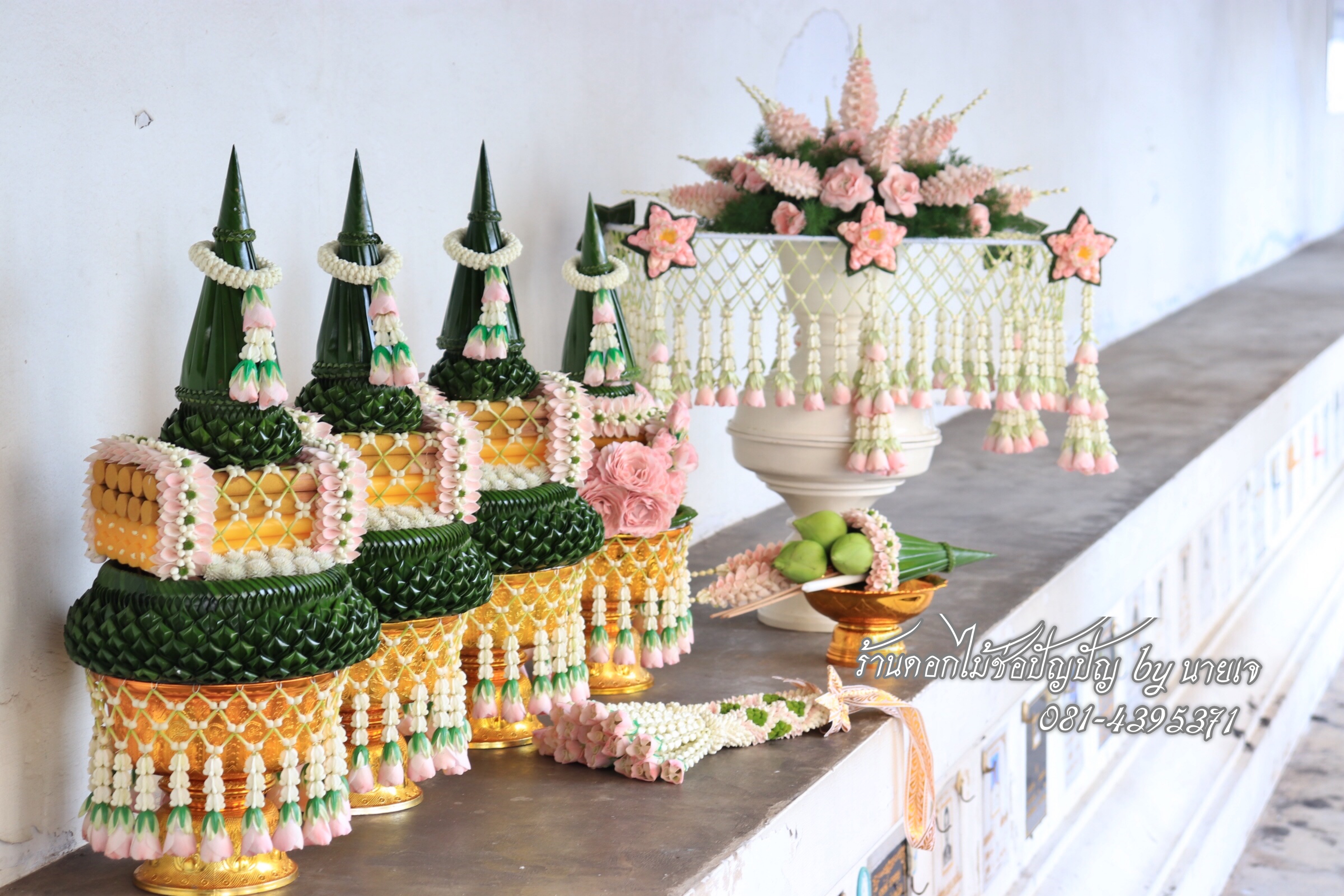 ชุดเครื่องบวชดอกไม้สด ชุดC7 24พย.61 วัดสระเกศฯ