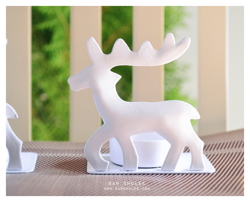 White Reindeer Candle Holders เชิงเทียนกวางสีขาว
