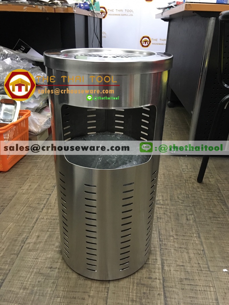 ถังขยะสแตนเลส มีที่เขี่ยบุหรี่ 001-STK-DC12