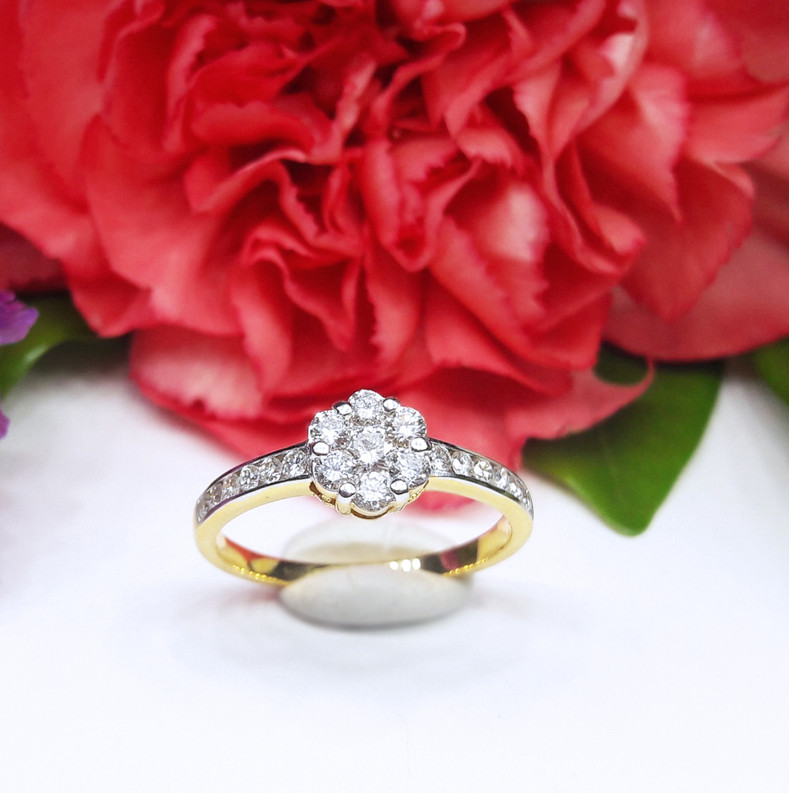 สั่งผลิตเพชรเบลเยี่ยมคัท แหวนแต่งงาน แหวนหมั้น ใส่เที่ยว ออกงาน แหวนทองคำ 18K เพชรแท้ 0.52 กะรัต 2.60 กรัม น้ำ 99 ราคาถูกมาก มีใบรับประกันค่ะ