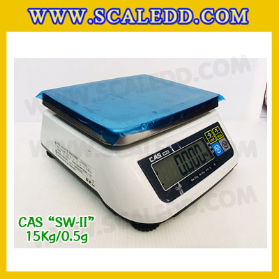 เครื่องชั่งน้ำหนักดิจิตอล พิกัดน้ำหนัก 15กิโลกรัม ยี่ห้อ CAS รุ่น SW-II ความละเอียด 0.5g (เครื่องชั่งผ่านตรวจรับรองจากสำนักชั่งตวงวัด)