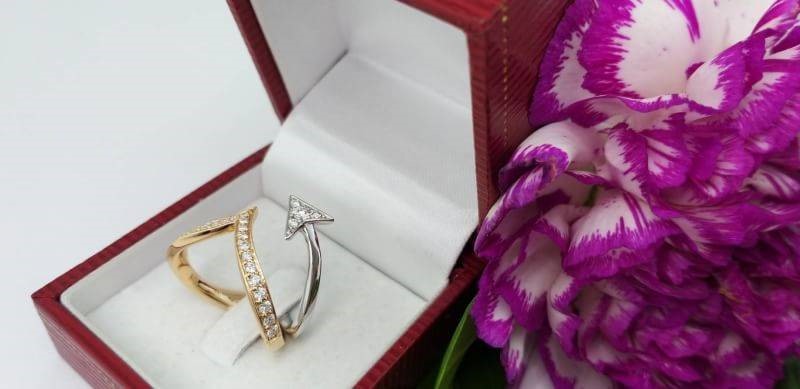 สั่งผลิตเพชรเบลเยี่ยมคัท แหวนแต่งงาน แหวนหมั้น ใส่เที่ยว ออกงาน แหวนwhite gold+pink gold 18K เพชรแท้ 0.46 กะรัต 5.49 กรัม น้ำ 99 ราคาถูกมาก มีใบรับประกันค่ะ