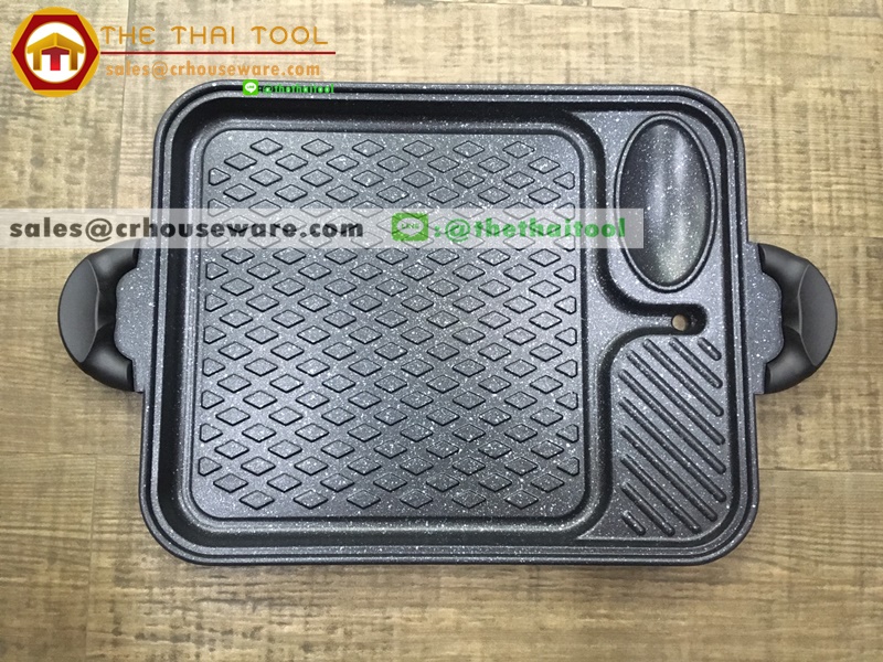 ถาดย่างบาร์บีคิว,กระทะปิ้งย่าง,กระทะย่างบาบิคิวที่ใช้กับเตาแม่เหล็กไฟฟ้าได้,Korean BBQ grill 006-ST5003,แผ่นย่างเกาหลี,แผ่นย่างร้านเกาหลีใช้,กะทะที่ร้านอาหารเกาหลี