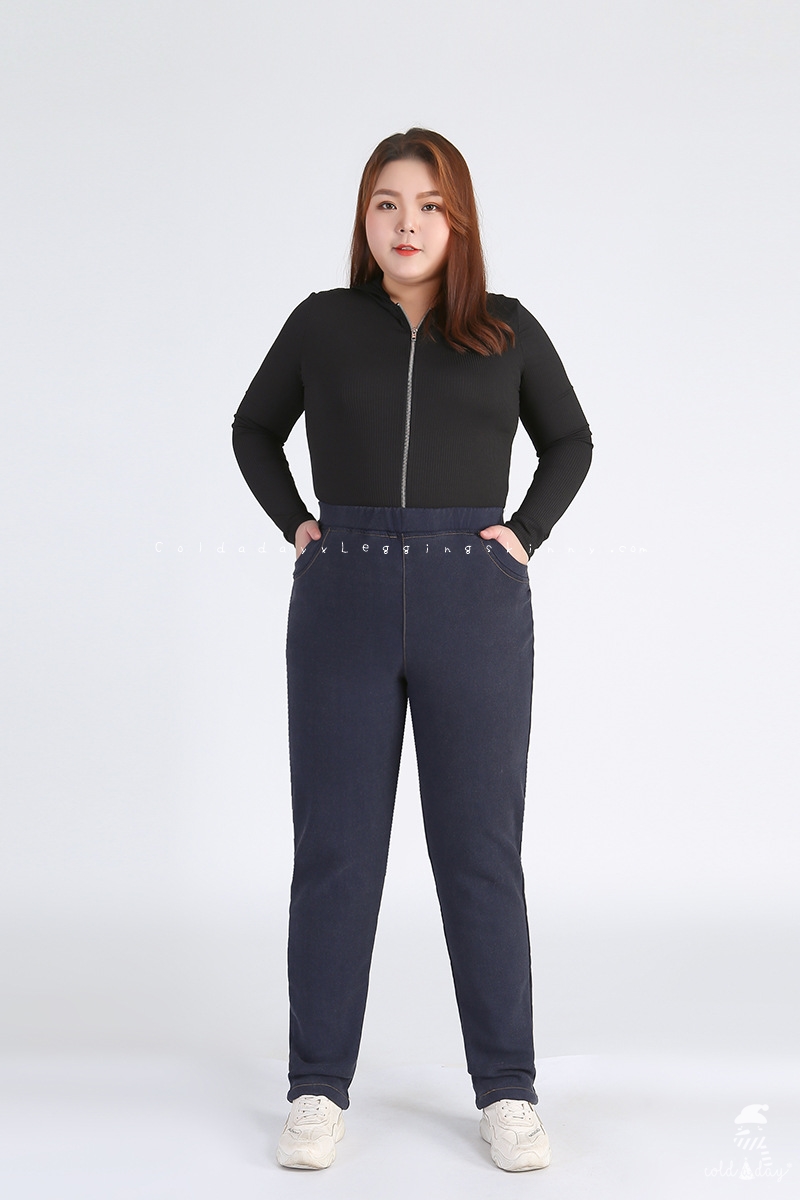 กางเกงยีนส์กันหนาว มีขนสัตว์ สำหรับสาวอ้วน สาวอวบ ไซส์ใหญ่ 2XL-9XL