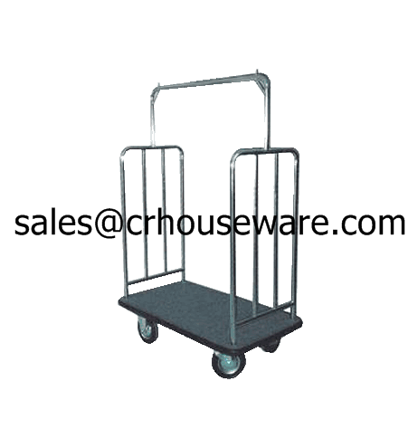 Stainless Luggage Trolley With Carpet รถเข็นกระเป๋า 002-UC-060,Xe đẩy hành lý,ឥវ៉ាន់ Trolley,行李車,Luggage Trolley