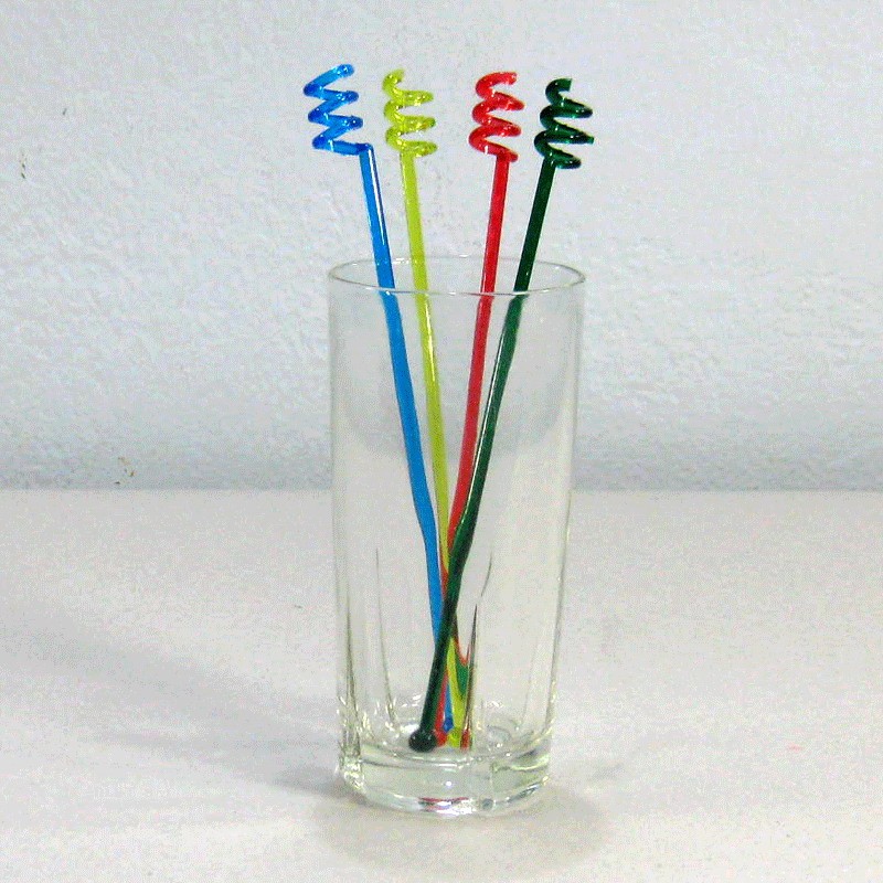 ไม้คนเหล้าหัวเกลียว คละสี 7.5 นิ้ว