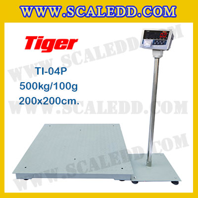 เครื่องชั่งน้ำหนักดิจิตอลพร้อมปริ้นเตอร์ในตัว พิกัด 500kg ค่าละเอียด 100g ยี่ห้อ TIGER รุ่น TI-04P ขนาดแท่น 200x200cm.