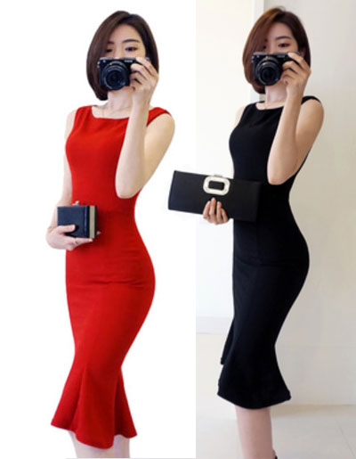สินค้าพรีออเดอร์ ชุดเดรสแฟชั่นสไตล์เรียบหรู 2สี 3ไซส รหัส PO-Dress-009