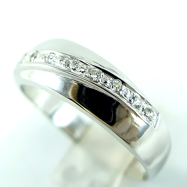 แหวนเงินแท้ราคาถูกชุบทองคำขาว เพชรCZแท้ 0.13 กะรัต งานประณีตสวยงาม สั่งผลิตค่ะ