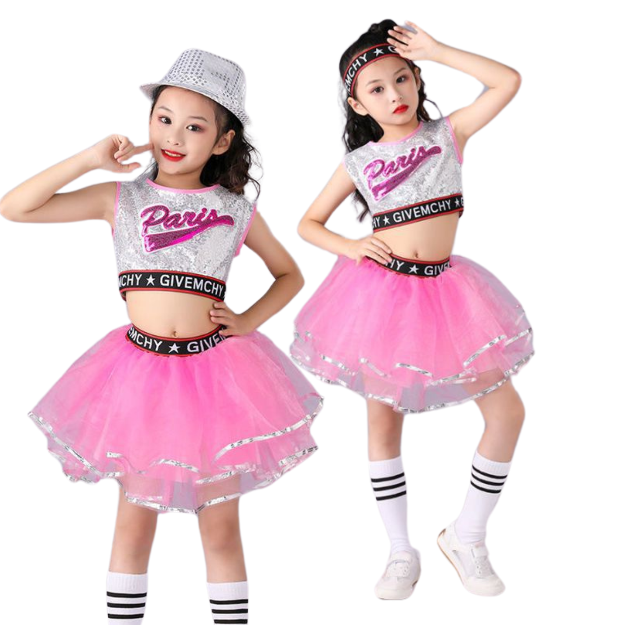 ชุดเต้น เชียร์หรีดเดอร์ เสื้อแขนกุด+กระโปรงพองฟู