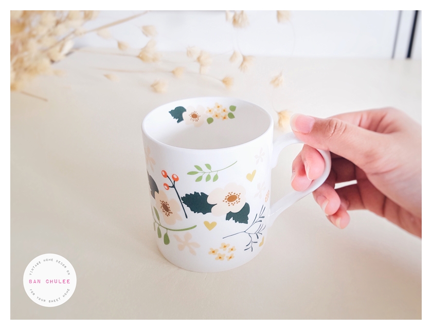 Bone China Mug - Season Flowers แก้วโบน ไชน่า ลายดอกไม้