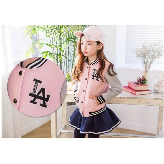 ชุดกันหนาว เซ็ตเสื้อแจ๊คเก็ต สีชมพู+เลกกิ้งกระโปรง