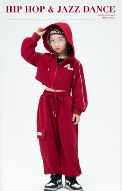 ชุดเต้น Cover เสื้อตัวในสีดำ+เสื้อคลุม+กางเกง สีแดง