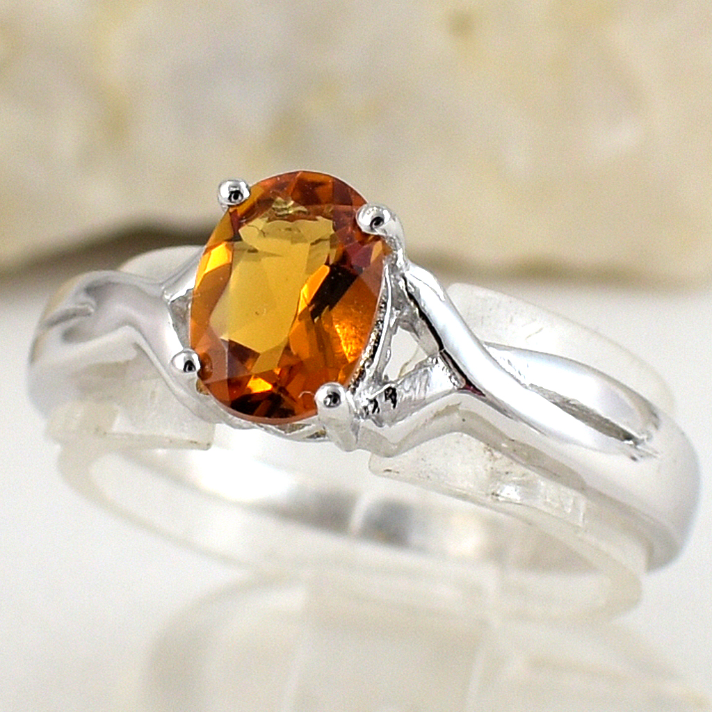 แหวนเงินแท้ราคาถูกชุบทองคำขาว ซิทรินแท้ 0.95 กะรัต งานประณีตสวยงาม สั่งผลิตค่ะ