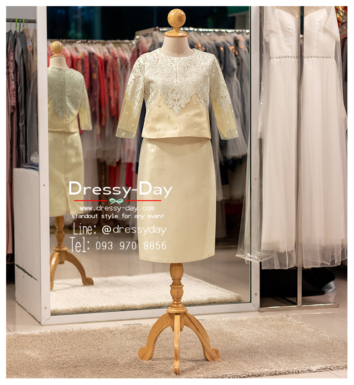 รหัส ชุดเจ้าภาพ :PFS119 ชุดไปงานแต่งกลางวัน ตอนเช้า งานบ่าย แบบมีแขน คนอ้วน อวบ ใส่แล้วเรียบหรูไฮโซ