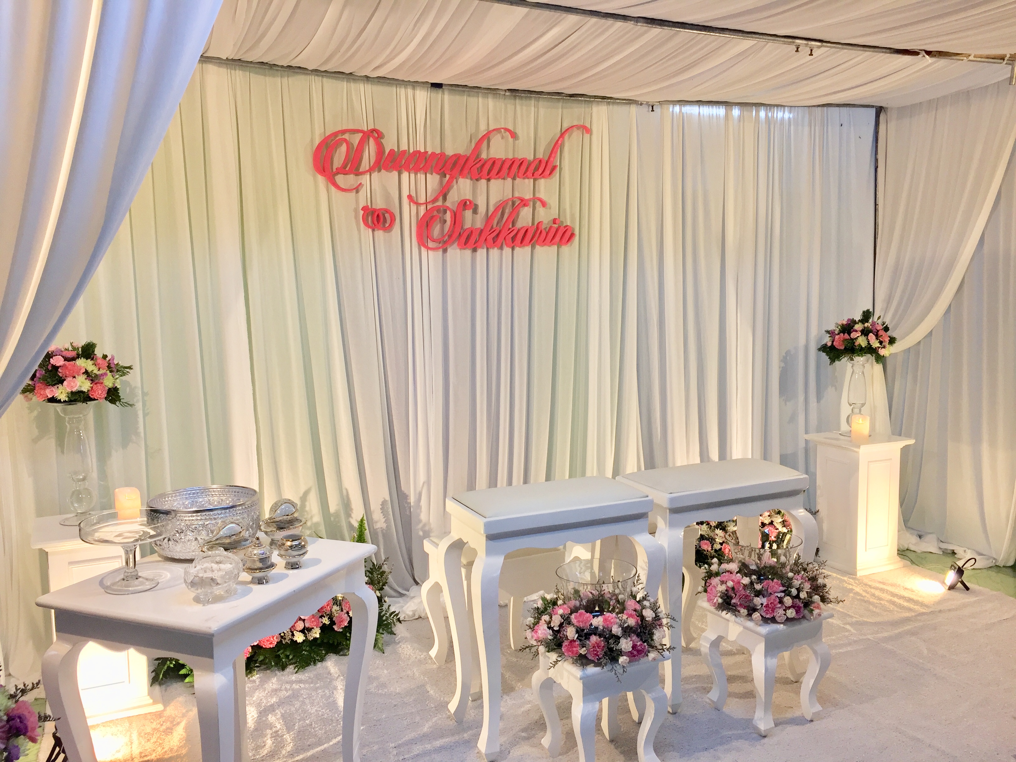 Backdropหลั่งน้ำสังข์ แบบโดมผ้า งานแต่งคุณอุ้ม คุณกอล์ฟ 25กพ61 (อ.บัวใหญ่ จ.นครราชสีมา)