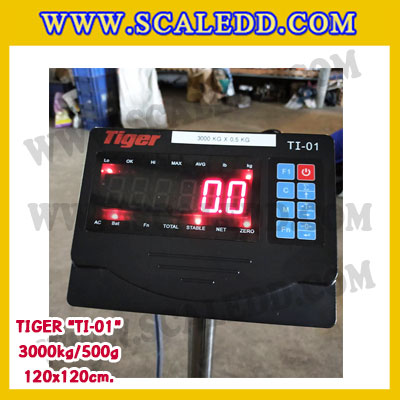 เครื่องชั่ง3000kg เครื่องชั่งน้ำหนักดิจิตอล3ตัน ตาชั่ง3ตัน เครื่องชั่งแบบตั้งพื้น3000Kg พิกัด3000kg ความละเอียด 0.5kg ขนาดแท่น 120*120cm. ยี่ห้อ TIGER รุ่น TI-01 (เครื่องชั่งผ่านตรวจรับรองจากสำนักชั่งตวงวัด)