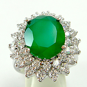 แหวนเงินแท้ราคาถูกชุบทองคำขาว พลอยแท้กรีนอะเกท 4.50 กะรัต เพชรCZ 1.62 กะรัต งานประณีตสวยงาม สั่งผลิตค่ะ